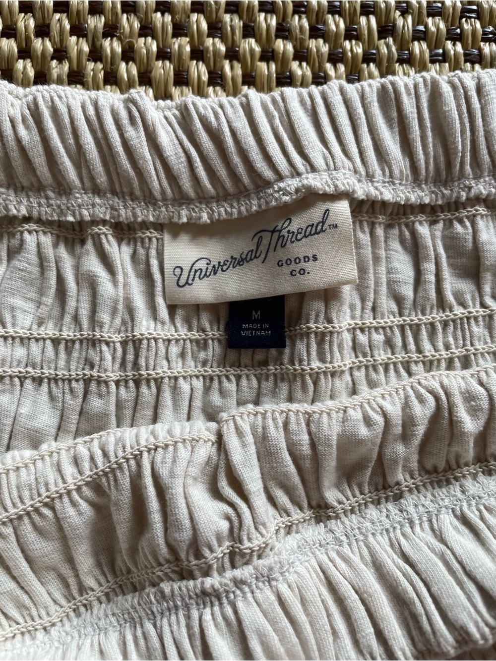 Smocked Waist Maxi Skirt Coastal Tan CottonBlend Iniversal Threads Medium - Picture 3 of 7